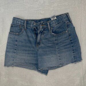 Old Navy High Rise Adjustable Waist Jean Shorts Women 24x10 Size 14 Blue Denim